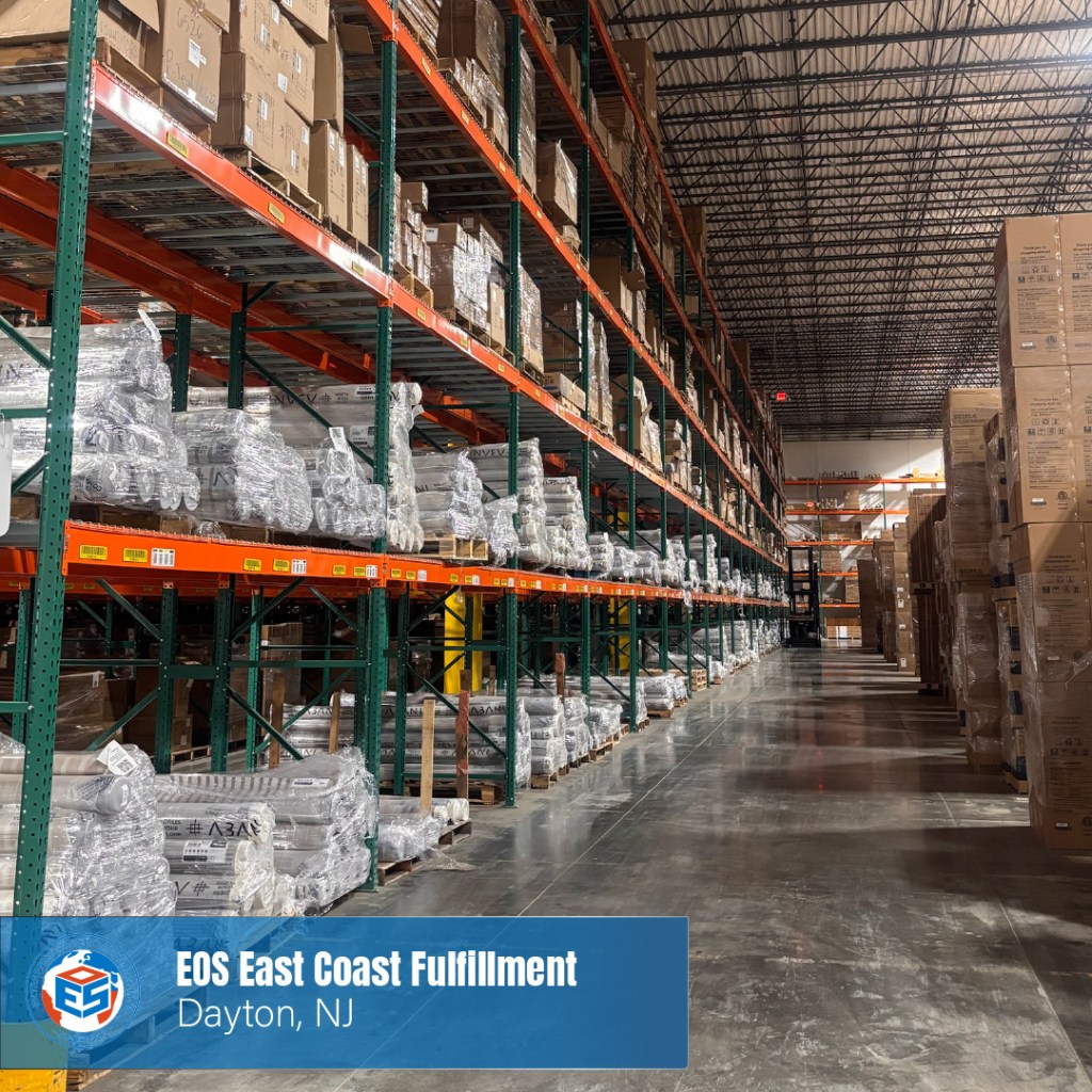Warehousing space inside the EOS East Coast Fulfillment Center in Dayton, New Jersey.