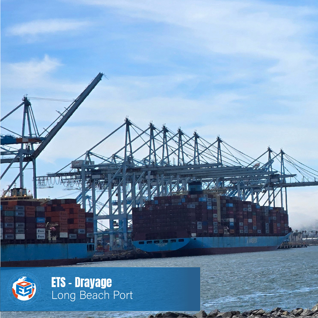 Container ships at Long Beach Harbor ready to unload cargo for port and drayage operations.