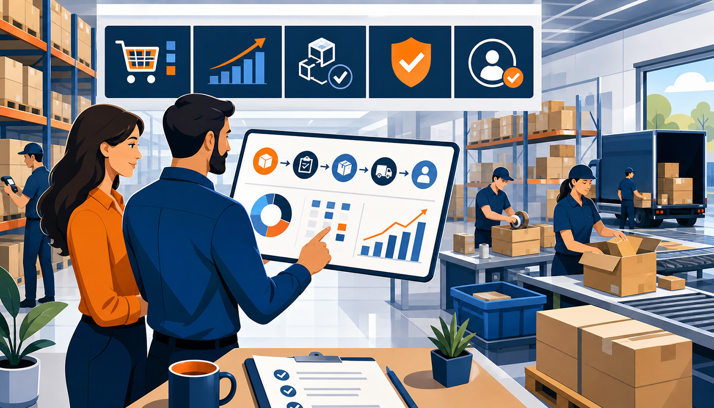 Marketplace seller and fulfillment partner reviewing an organized Amazon and marketplace order execution workflow